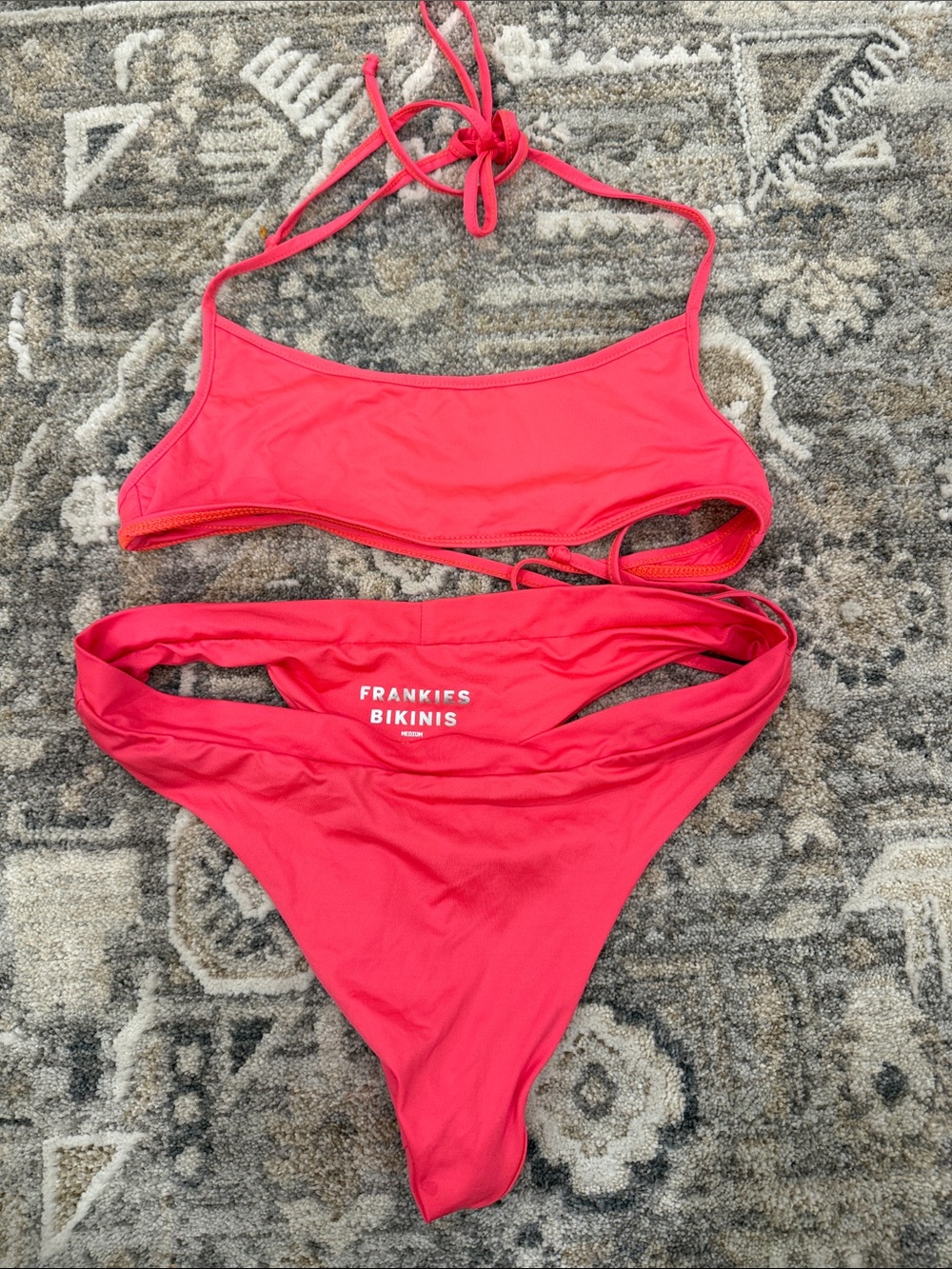 Frankie's Bikinis Hot Pink Two-Piece Bikini Set , small top, medium bottom